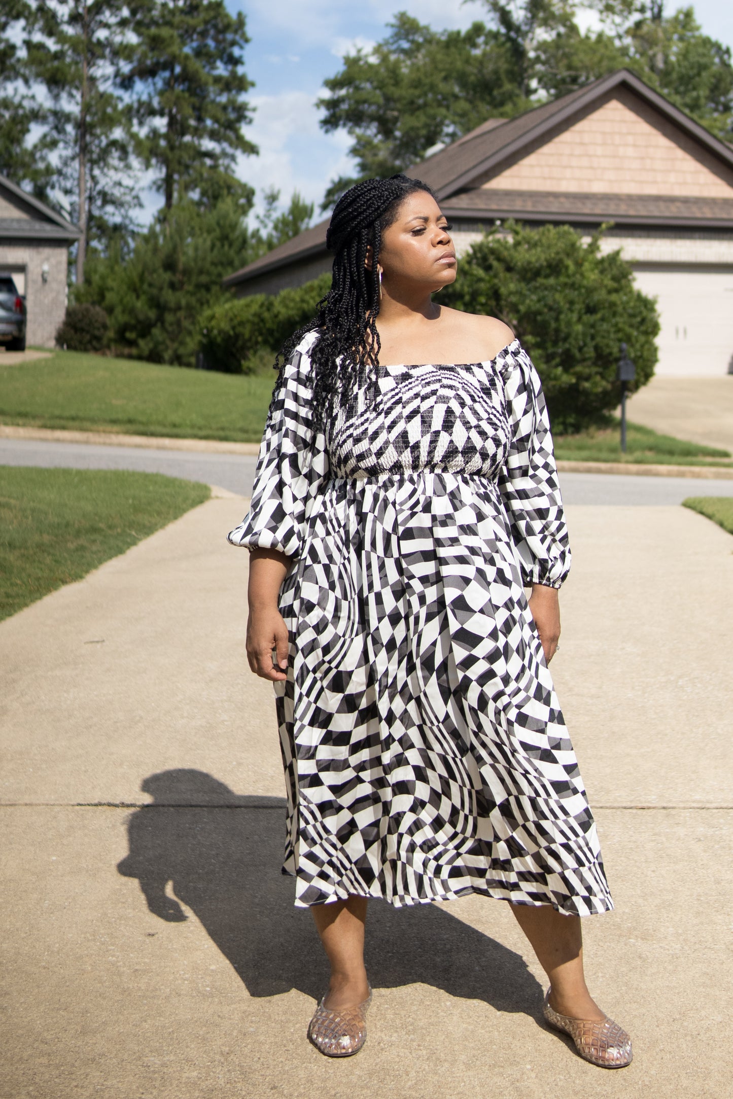 Layla Geo Print Midi Dress