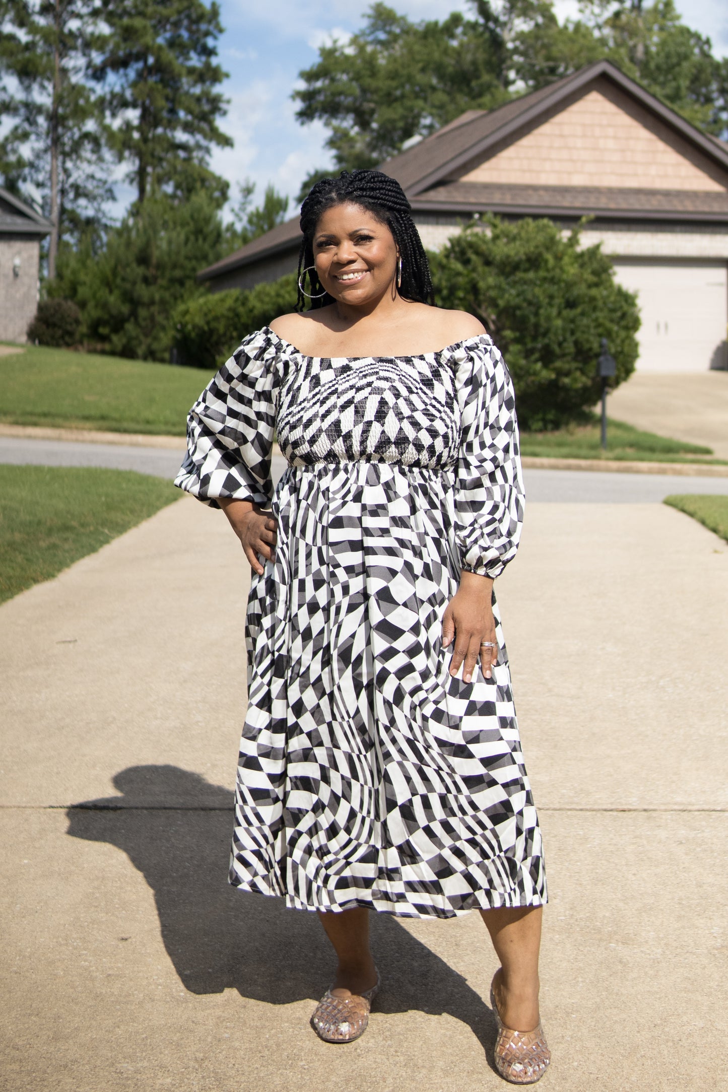 Layla Geo Print Midi Dress