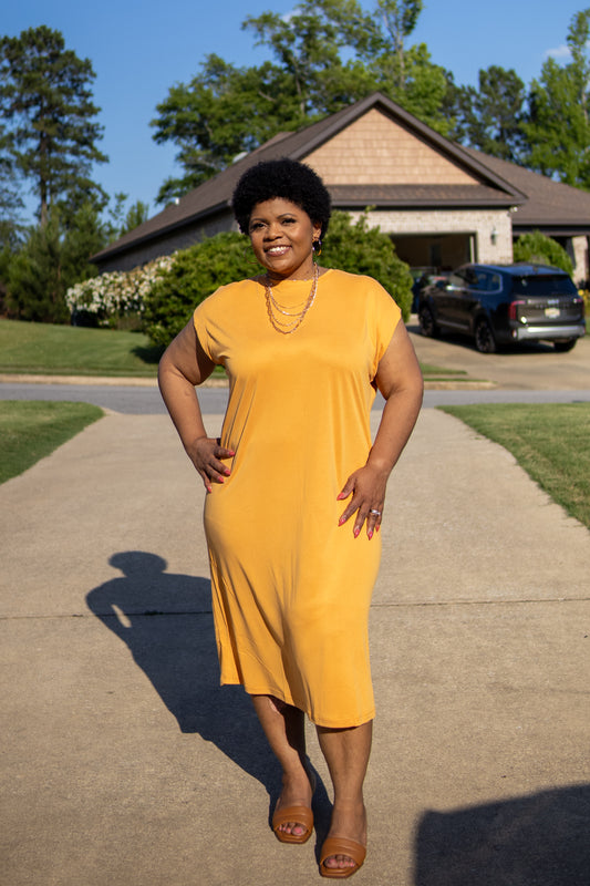 Lazy Day Dolman Sleeve Midi Dress