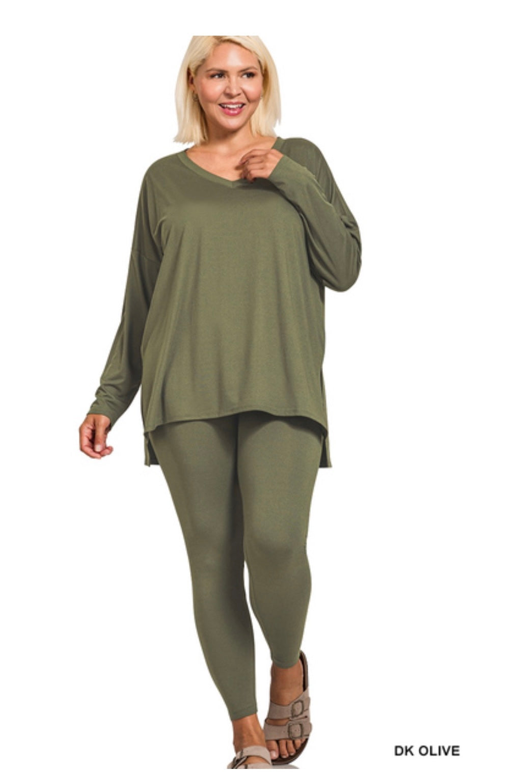 Jade V-Neck Lounge Set (Plus) - Multiple Colors