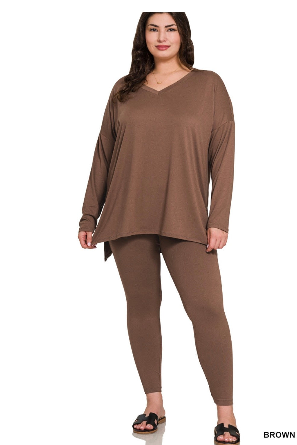 Jade V-Neck Lounge Set (Plus) - Multiple Colors
