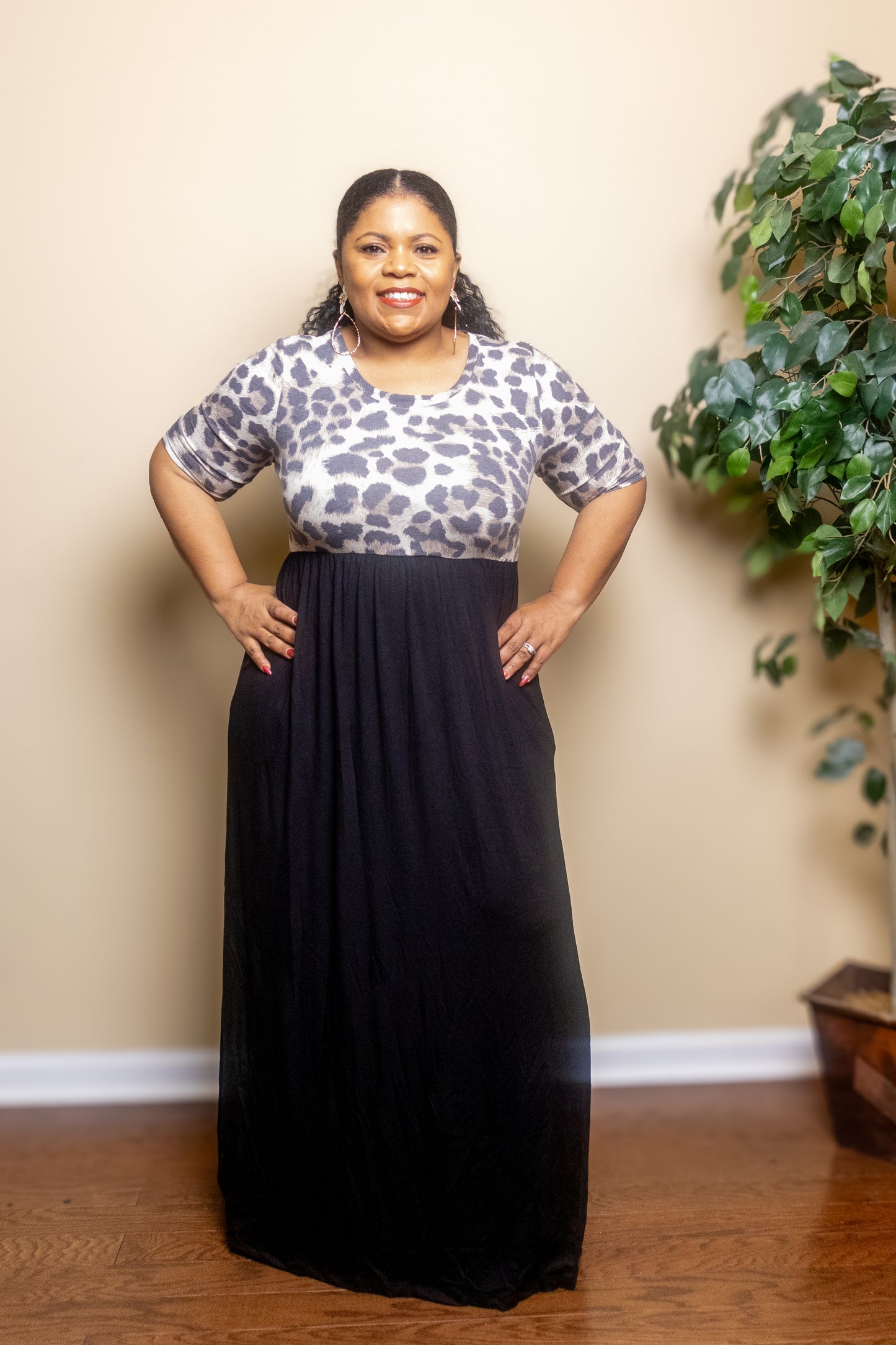 Deirdre Leopard Top Maxi Dress (Plus)